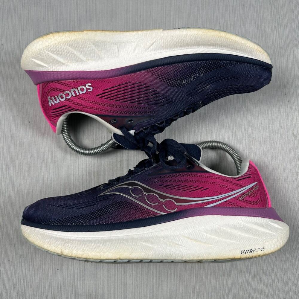 Saucony Ride 18 Womens Size 7 Purple Running & Jogging Shoes Pwrrun Cushioning